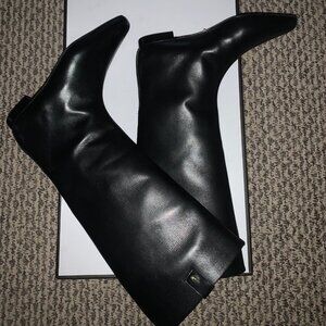 Larroude Alexis Flat Boot In Black Leather- brand new